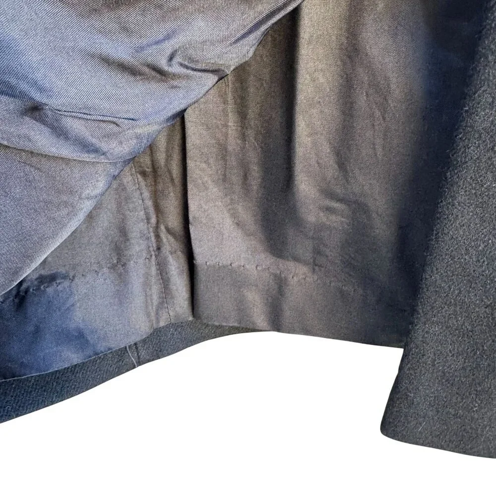 Alorna Vintage‎ 80s Black Wool Blend Collared Car Coat XL Tailored Retro Luxury